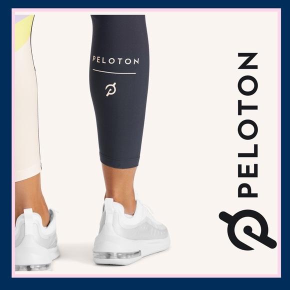 PELOTON Cadent Colorblock Navy Blue Legging - Navy, Purple, Lime & White - Picture 4 of 5